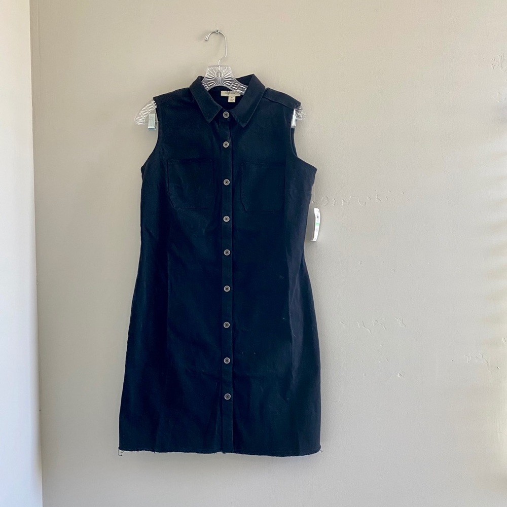Black Denim Button Up Dress